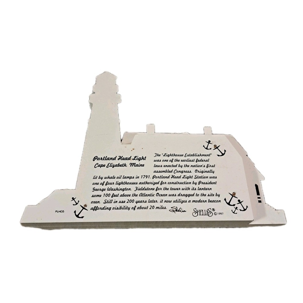 Vtg LightHouse Figurine Sheila's 1997 Wood Portland Head Light Cape Elizabeth ME - Picture 2 of 3